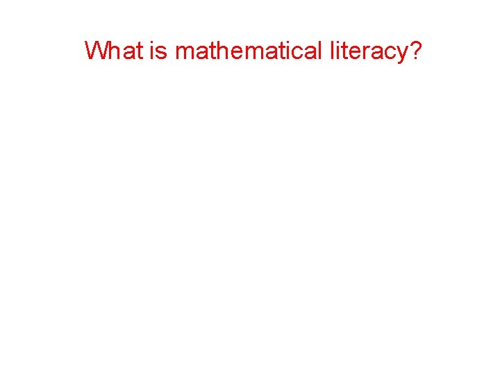 What is mathematical literacy? 