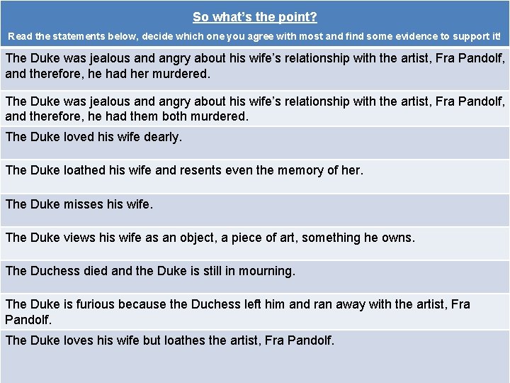 So what’s the point? Read the statements below, decide which one you agree with