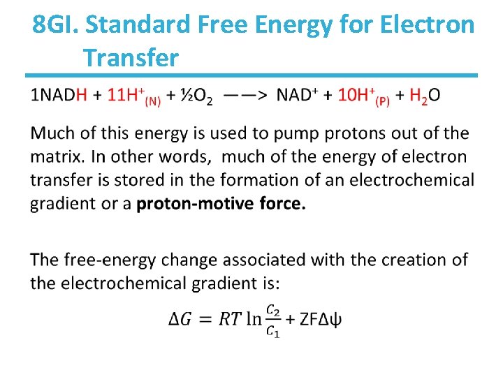 8 GI. Standard Free Energy for Electron Transfer • 