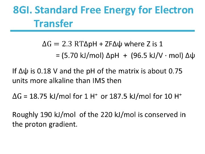 8 GI. Standard Free Energy for Electron Transfer • 
