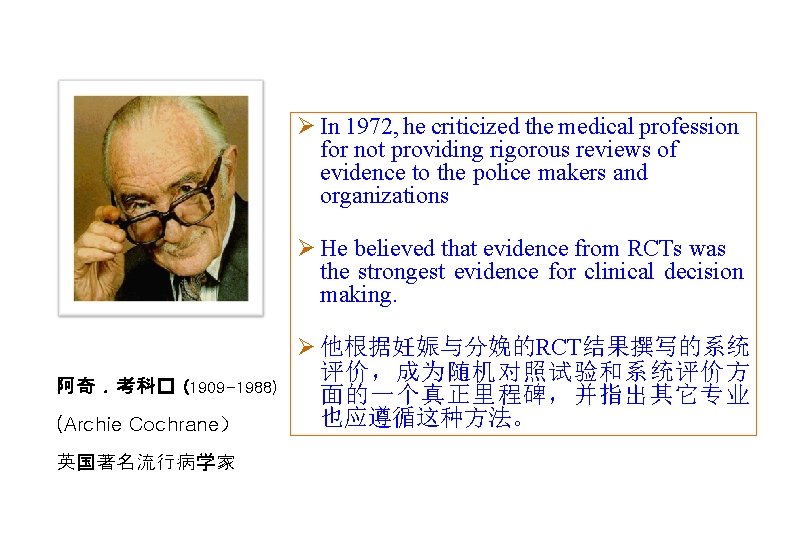 Ø In 1972, he criticized the medical profession for not providing rigorous reviews of