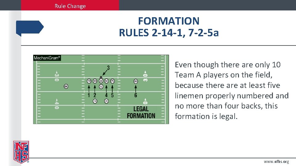 Rule Change FORMATION RULES 2 -14 -1, 7 -2 -5 a Even though there