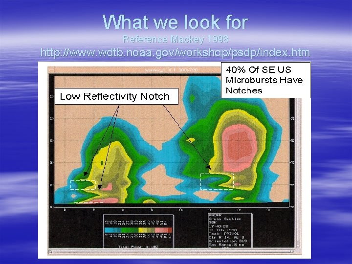 What we look for Reference Mackey 1998 http: //www. wdtb. noaa. gov/workshop/psdp/index. htm 