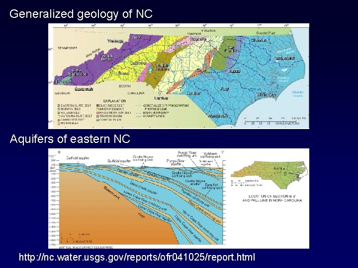 Generalized geology of NC Aquifers of eastern NC http: //nc. water. usgs. gov/reports/ofr 041025/report.