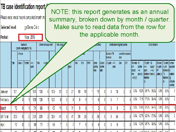 NOTE: this report generates as an annual summary, broken down by month / quarter.