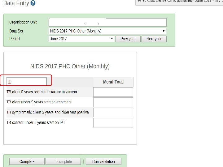 § Use the Search box and type ‘TB’ to filter to the TB data