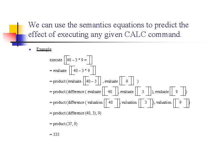 We can use the semantics equations to predict the effect of executing any given We can use the semantics equations to predict the effect of executing any given
