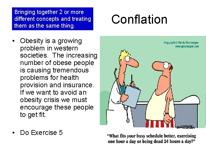 Bringing together 2 or more different concepts and treating them as the same thing.