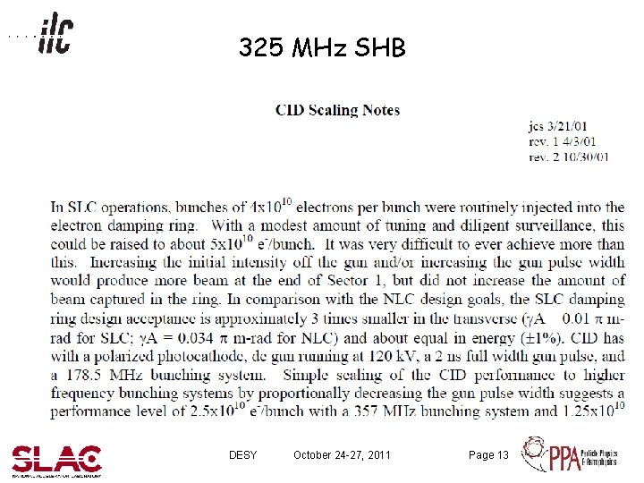 325 MHz SHB DESY October 24 -27, 2011 Page 13 