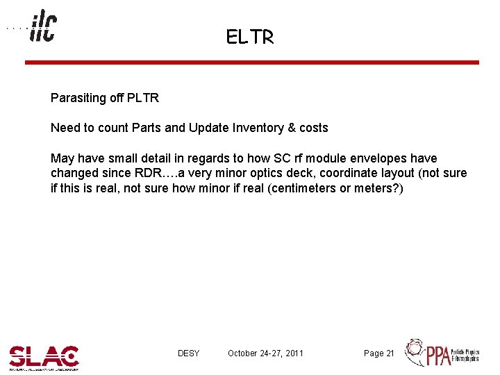 ELTR Parasiting off PLTR Need to count Parts and Update Inventory & costs May