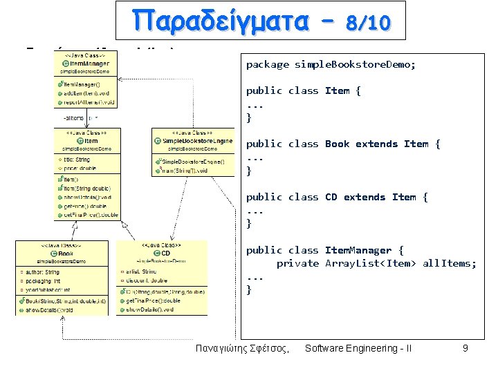 Παραδείγματα – Συσχέτηση (Association) 8/10 package simple. Bookstore. Demo; public class Item {. . Παραδείγματα – Συσχέτηση (Association) 8/10 package simple. Bookstore. Demo; public class Item {. .