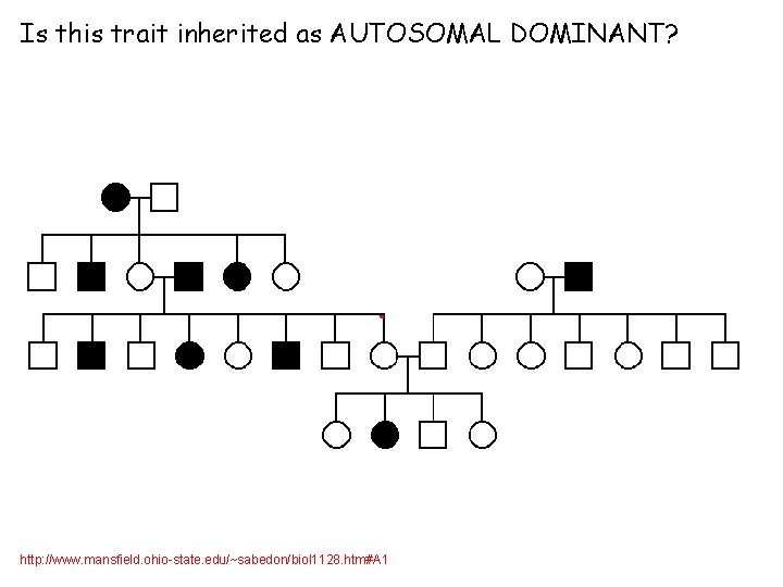 Is this trait inherited as AUTOSOMAL DOMINANT? http: //www. mansfield. ohio-state. edu/~sabedon/biol 1128. htm#A