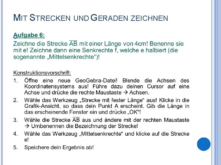 MIT STRECKEN UND GERADEN ZEICHNEN 