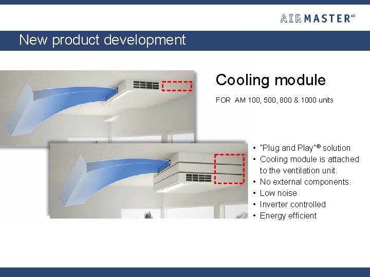 New product development Cooling module FOR AM 100, 500, 800 & 1000 units •