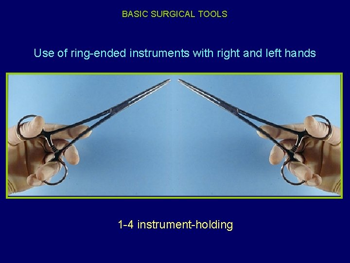 BASIC SURGICAL TOOLS Use of ring-ended instruments with right and left hands 1 -4