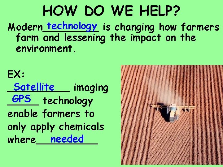 HOW DO WE HELP? technology is changing how farmers Modern_____ farm and lessening the