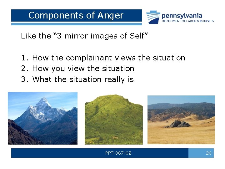 Components of Anger Like the “ 3 mirror images of Self” 1. How the