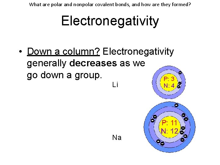 What are polar and nonpolar covalent bonds, and how are they formed? Electronegativity •