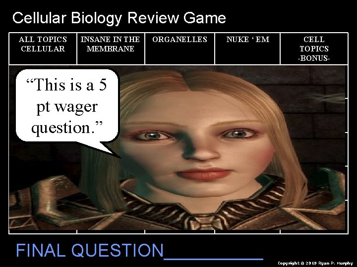 Cellular Biology Review Game ALL TOPICS CELLULAR INSANE IN THE MEMBRANE 1 is a