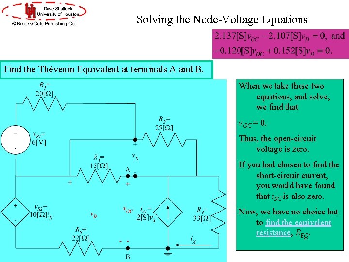 Solving the Node-Voltage Equations Find the Thévenin Equivalent at terminals A and B. When