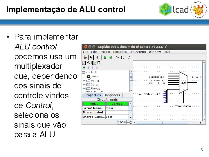 Implementação de ALU control • Para implementar ALU control podemos usa um multiplexador que,