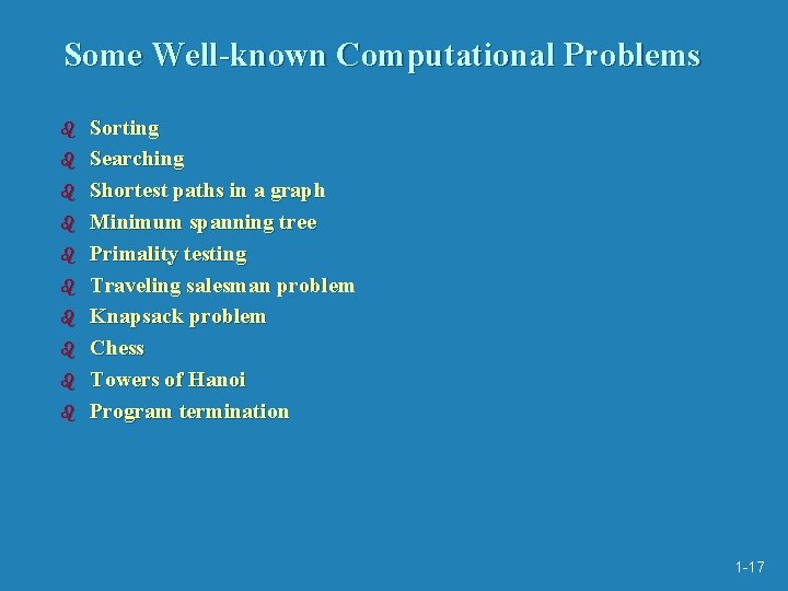 Some Well-known Computational Problems b b b b b Sorting Searching Shortest paths in Some Well-known Computational Problems b b b b b Sorting Searching Shortest paths in