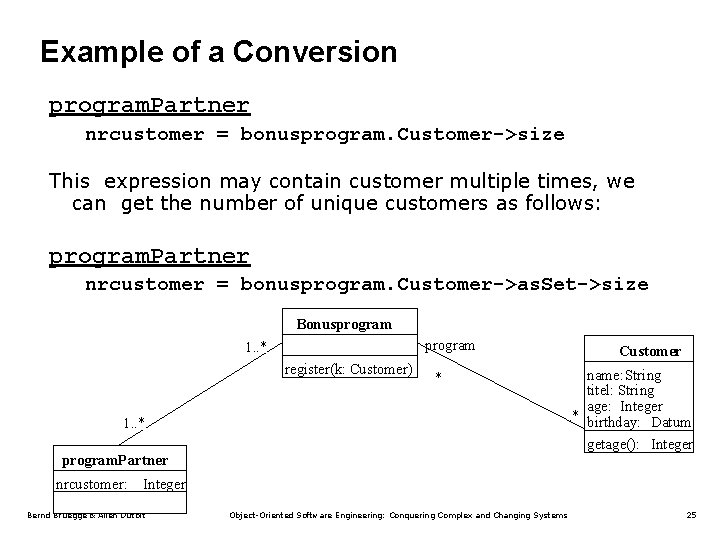 Example of a Conversion program. Partner nrcustomer = bonusprogram. Customer->size This expression may contain