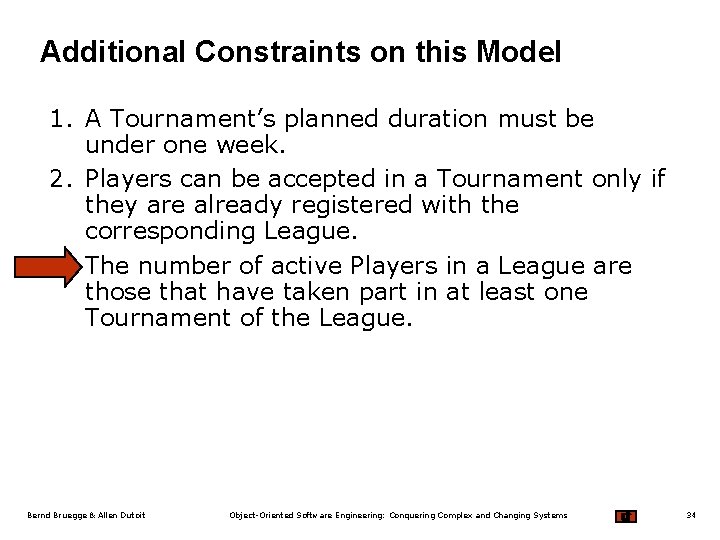 Additional Constraints on this Model 1. A Tournament’s planned duration must be under one