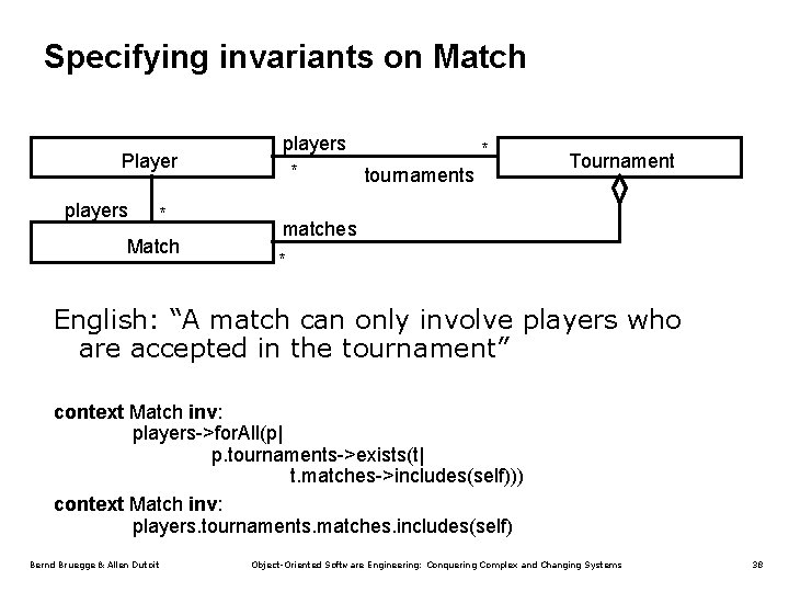Specifying invariants on Match Player players * Match players * * tournaments Tournament matches