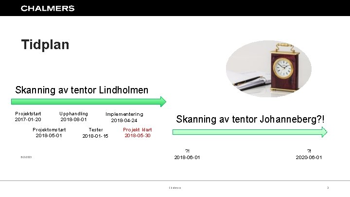 Tidplan Skanning av tentor Lindholmen Projektstart 2017 -01 -20 Upphandling 2018 -08 -01 Projektomstart