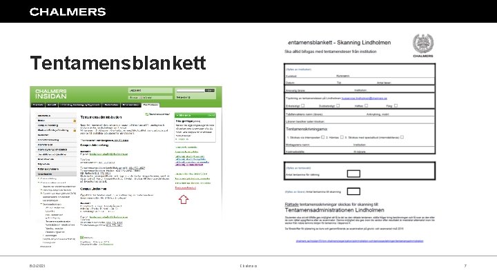 Tentamensblankett 6/3/2021 Chalmers 7 