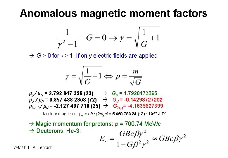 Anomalous magnetic moment factors G > 0 for γ > 1, if only electric