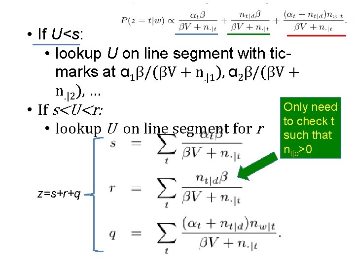  • If U<s: • lookup U on line segment with ticmarks at α