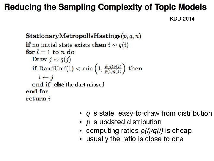 KDD 2014 else the dart missed • • q is stale, easy-to-draw from distribution