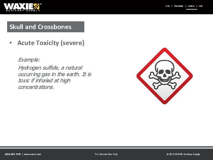 GHS | TRAINING | LABELS | SDS Skull and Crossbones • Acute Toxicity (severe)