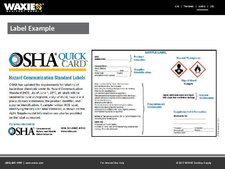GHS | TRAINING | LABELS | SDS Label Example (800) 995 -4466 | www.