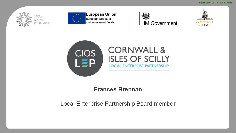 Information Classification: PUBLIC Frances Brennan Local Enterprise Partnership Board member 