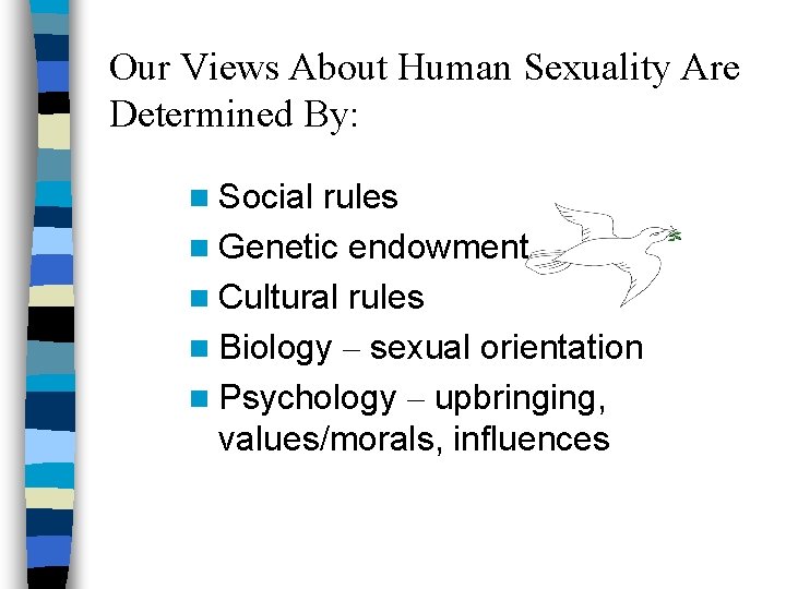 Our Views About Human Sexuality Are Determined By: n Social rules n Genetic endowment