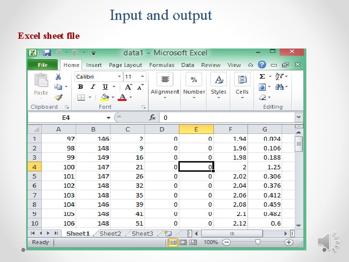 Input and output Excel sheet file 
