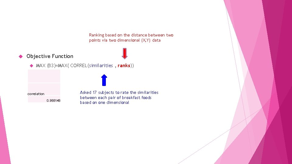 Ranking based on the distance between two points via two dimensional (X, Y) data