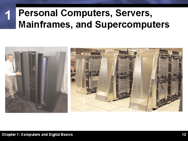 1 Personal Computers, Servers, Mainframes, and Supercomputers Chapter 1: Computers and Digital Basics 12