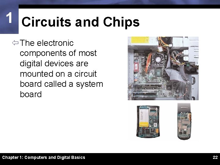 1 Circuits and Chips ï The electronic components of most digital devices are mounted