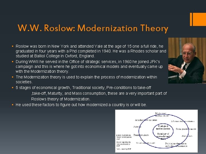 W. W. Roslow: Modernization Theory § Roslow was born in New York and attended