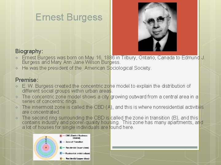 Ernest Burgess Biography: v v Ernest Burgess was born on May 16, 1886 in
