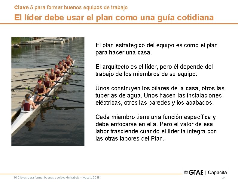 Clave 5 para formar buenos equipos de trabajo El líder debe usar el plan