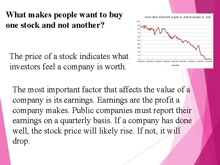 What makes people want to buy one stock and not another? The price of