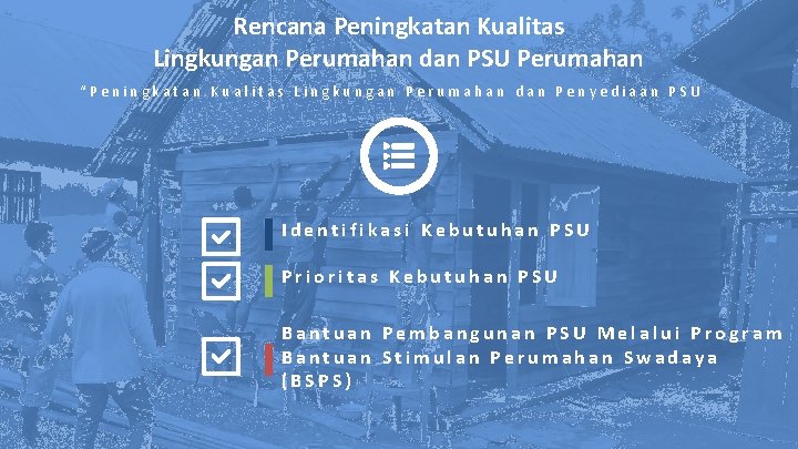 Rencana Peningkatan Kualitas Lingkungan Perumahan dan PSU Perumahan “Peningkatan Kualitas Lingkungan Perumahan dan Penyediaan