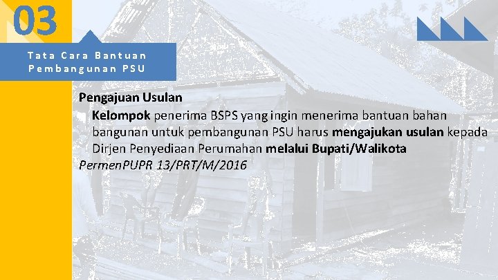 03 Tata Cara Bantuan Pembangunan PSU Pengajuan Usulan Kelompok penerima BSPS yang ingin menerima