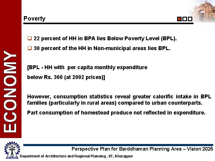 Poverty q 22 percent of HH in BPA lies Below Poverty Level (BPL). q