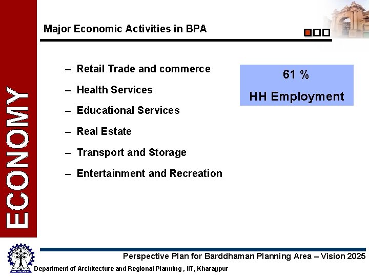 Major Economic Activities in BPA – Retail Trade and commerce – Health Services 61